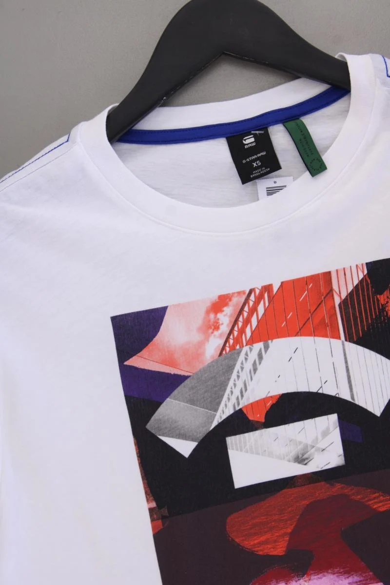 G-Star RAW Printshirt für Herren Gr. XS neuwertig Kurzarm weiß aus Baumwolle