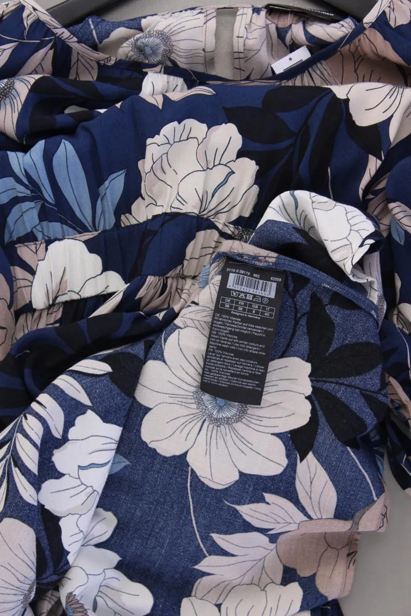 Hallhuber Midikleid Gr. 36 mit Blumenmuster neuwertig 3/4 Ärmel blau aus Viskose