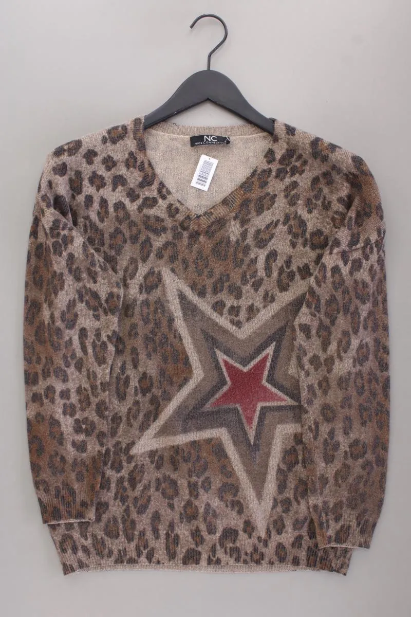Nice Connection Wollpullover Gr. 38 mit Tierdruck neuwertig braun