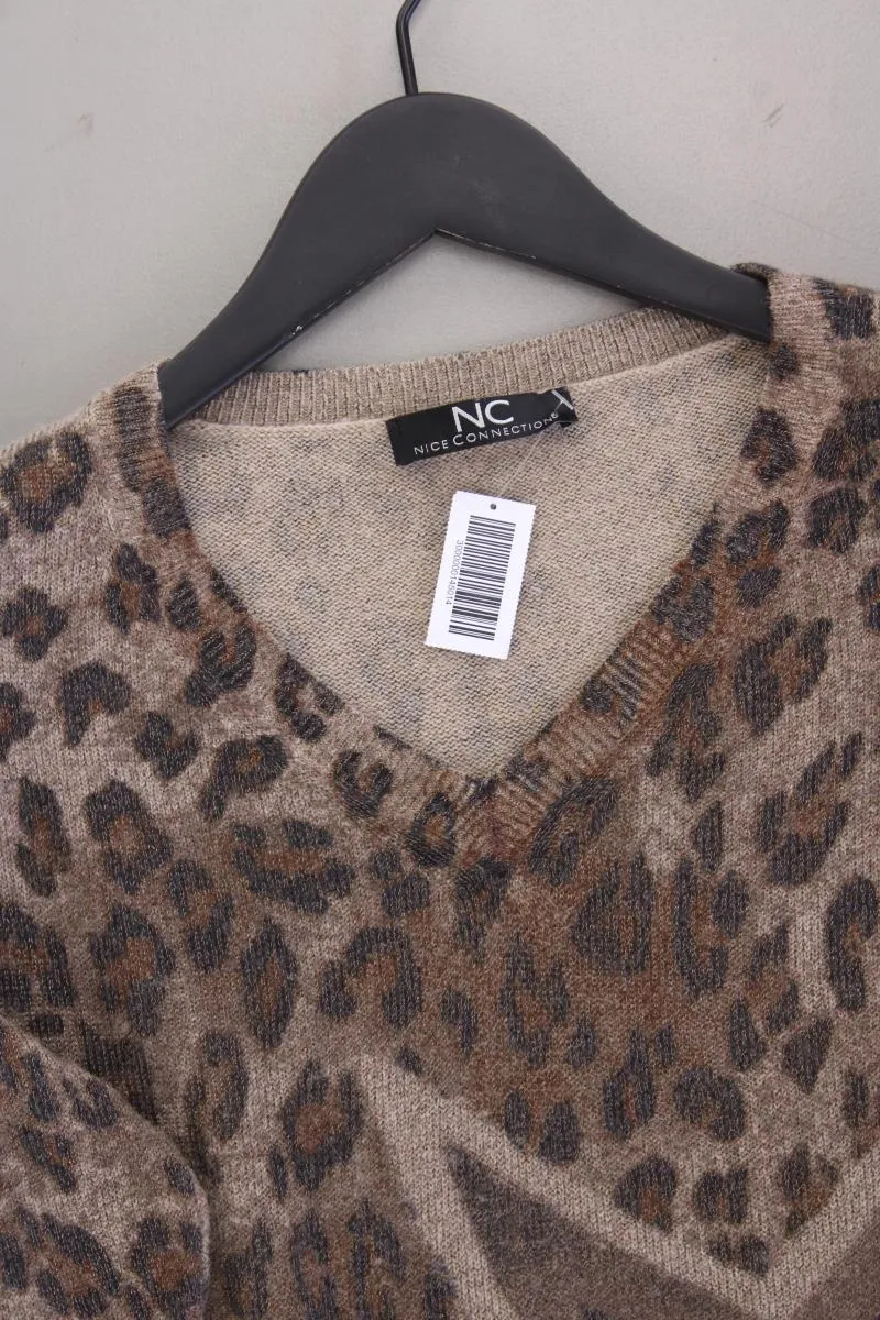 Nice Connection Wollpullover Gr. 38 mit Tierdruck neuwertig braun