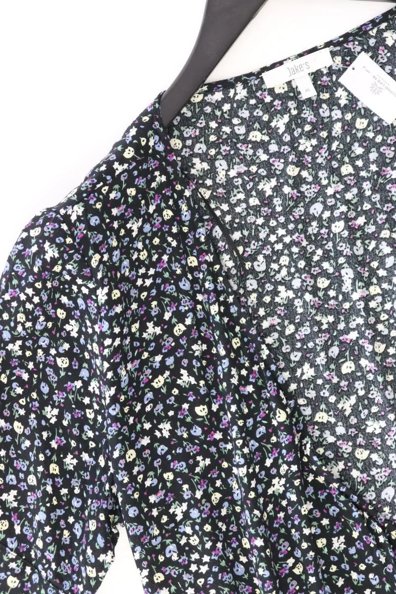 Jake*s Wickelkleid Gr. 42 mit Blumenmuster Kurzarm schwarz