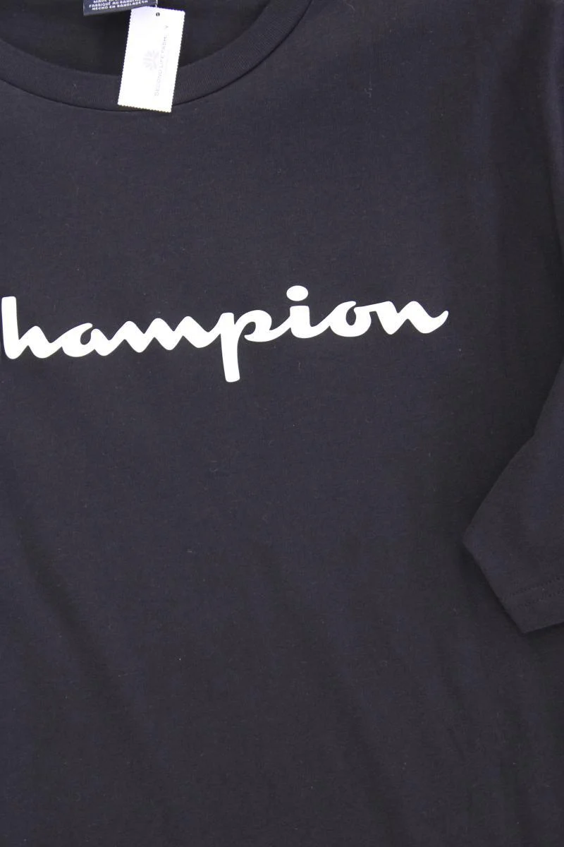 Champion Printshirt für Herren Gr. XXXL Kurzarm schwarz aus Baumwolle
