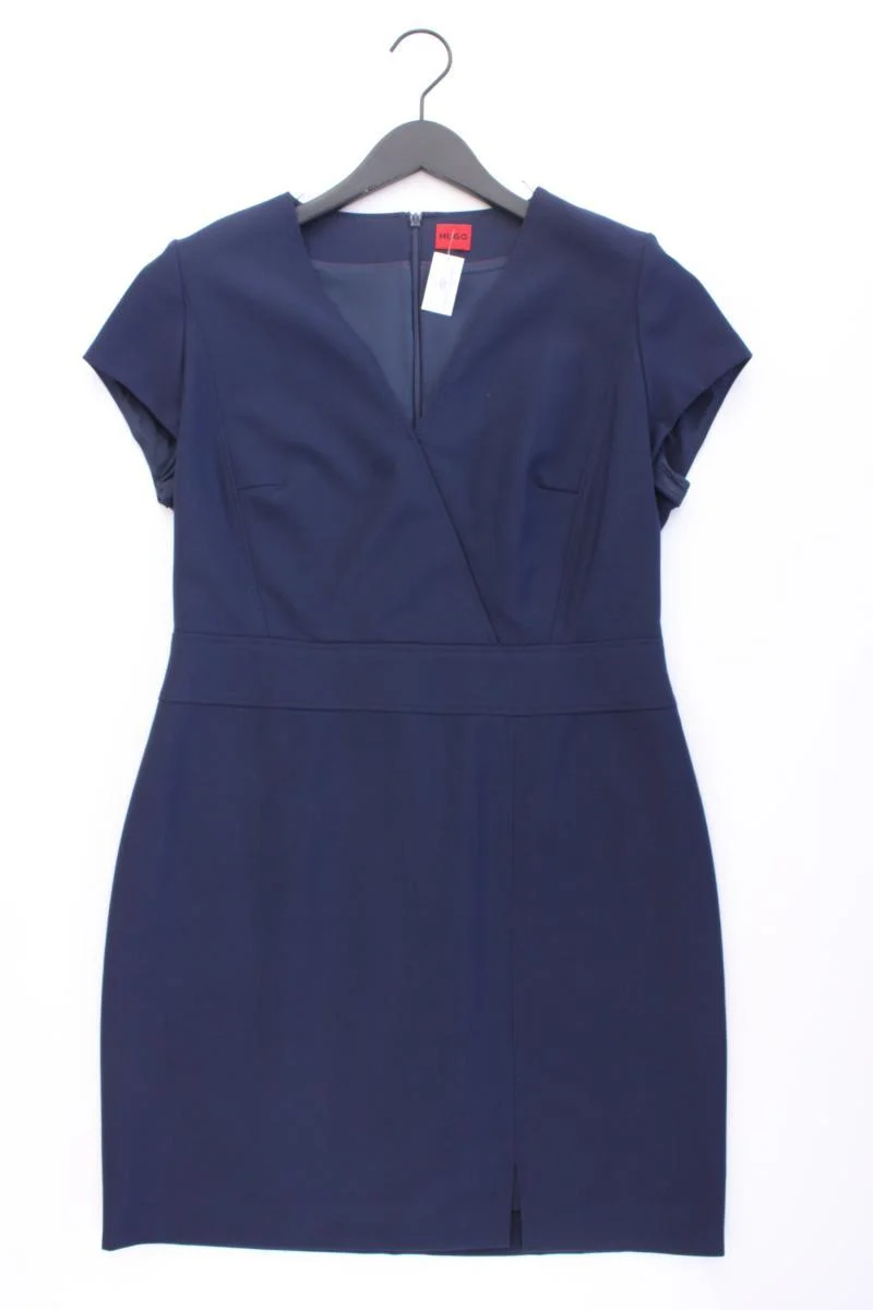 Hugo Boss Etuikleid Gr. 42 neuwertig Kurzarm blau aus Polyester
