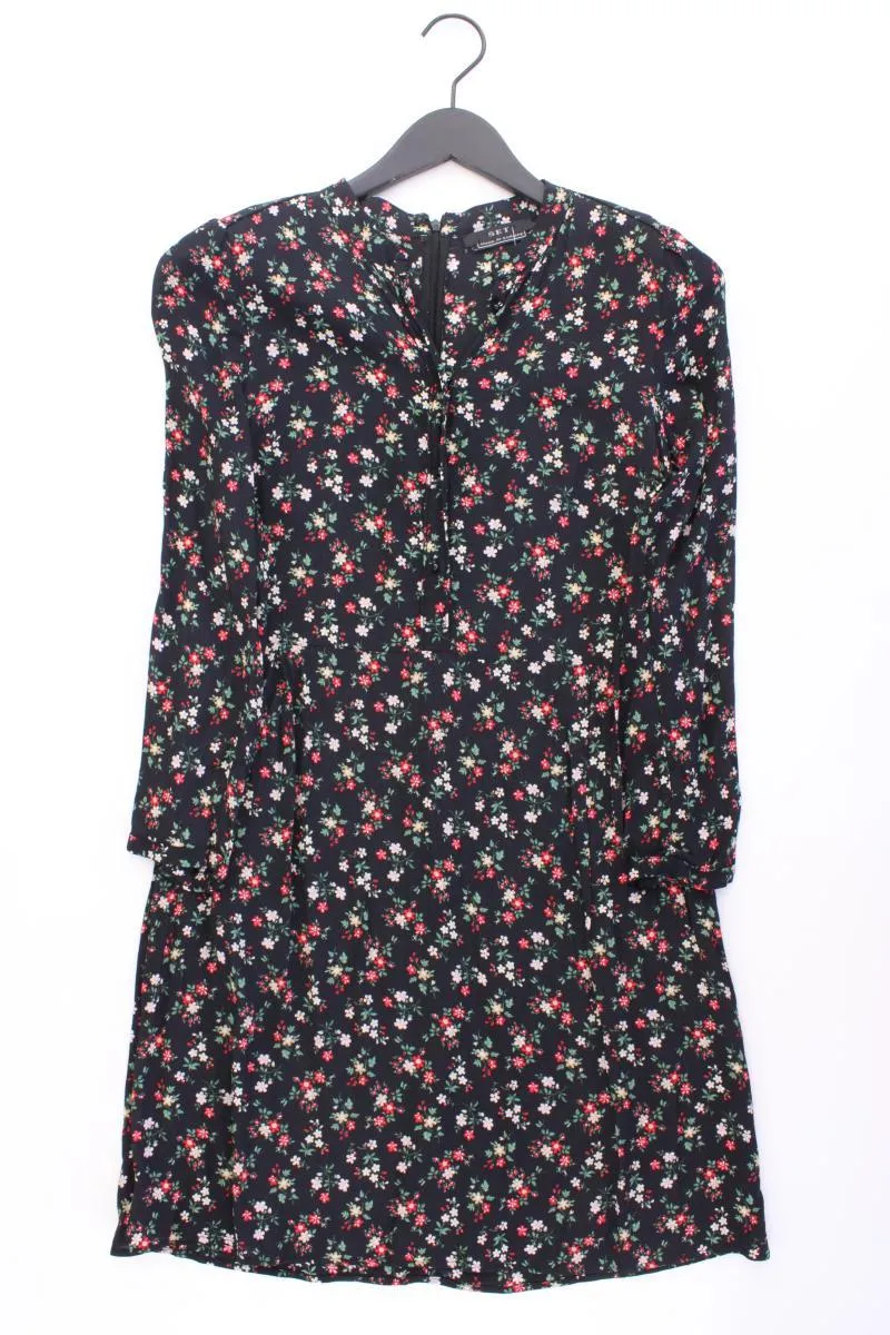 Set Langarmkleid Gr. 36 mit Blumenmuster neuwertig schwarz aus Viskose