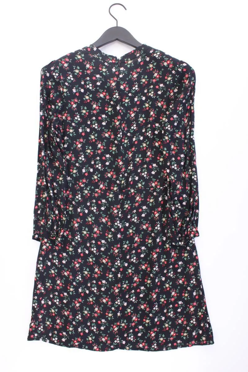 Set Langarmkleid Gr. 36 mit Blumenmuster neuwertig schwarz aus Viskose