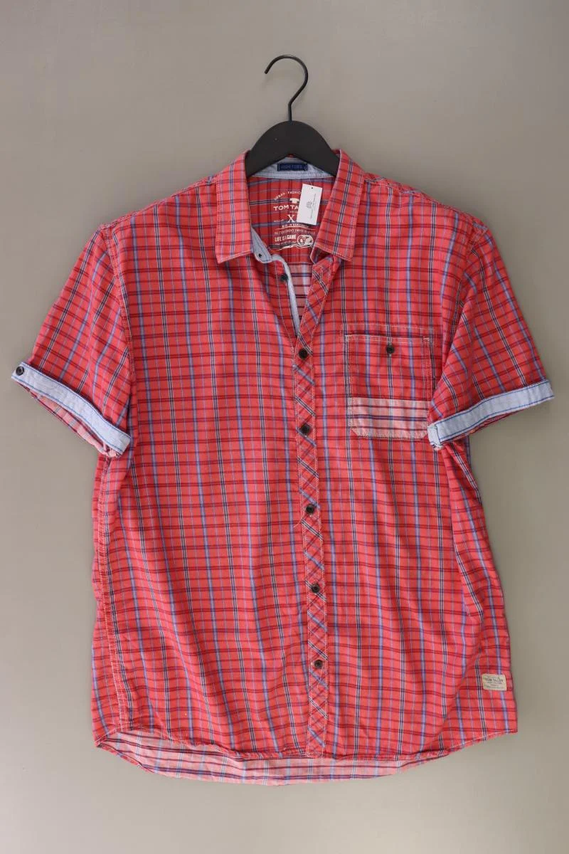Tom Tailor Karohemd für Herren Gr. XL kariert Kurzarm rot aus Baumwolle