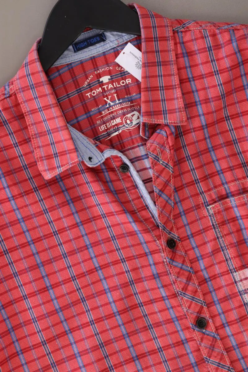 Tom Tailor Karohemd für Herren Gr. XL kariert Kurzarm rot aus Baumwolle