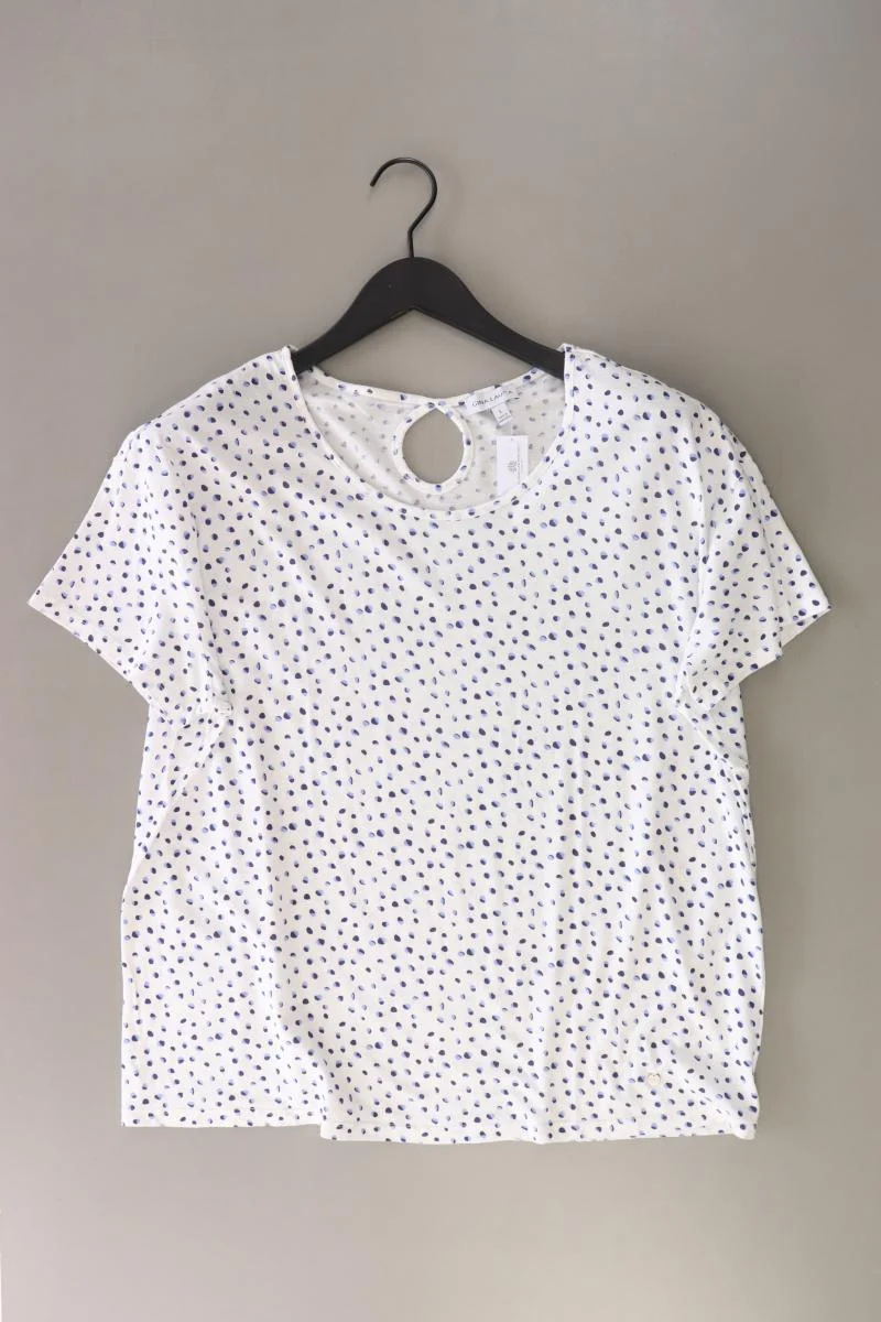 Gina Laura T-Shirt Gr. L gepunktet Kurzarm weiß aus Baumwolle