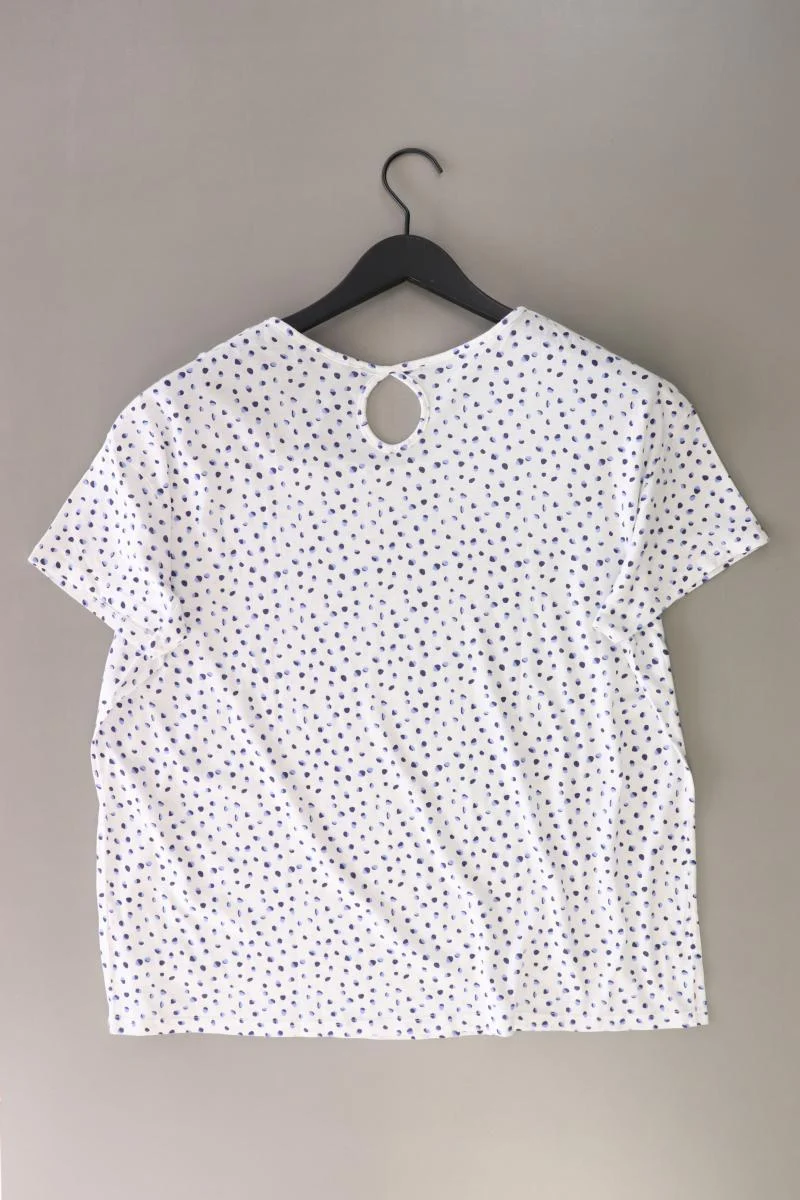 Gina Laura T-Shirt Gr. L gepunktet Kurzarm weiß aus Baumwolle