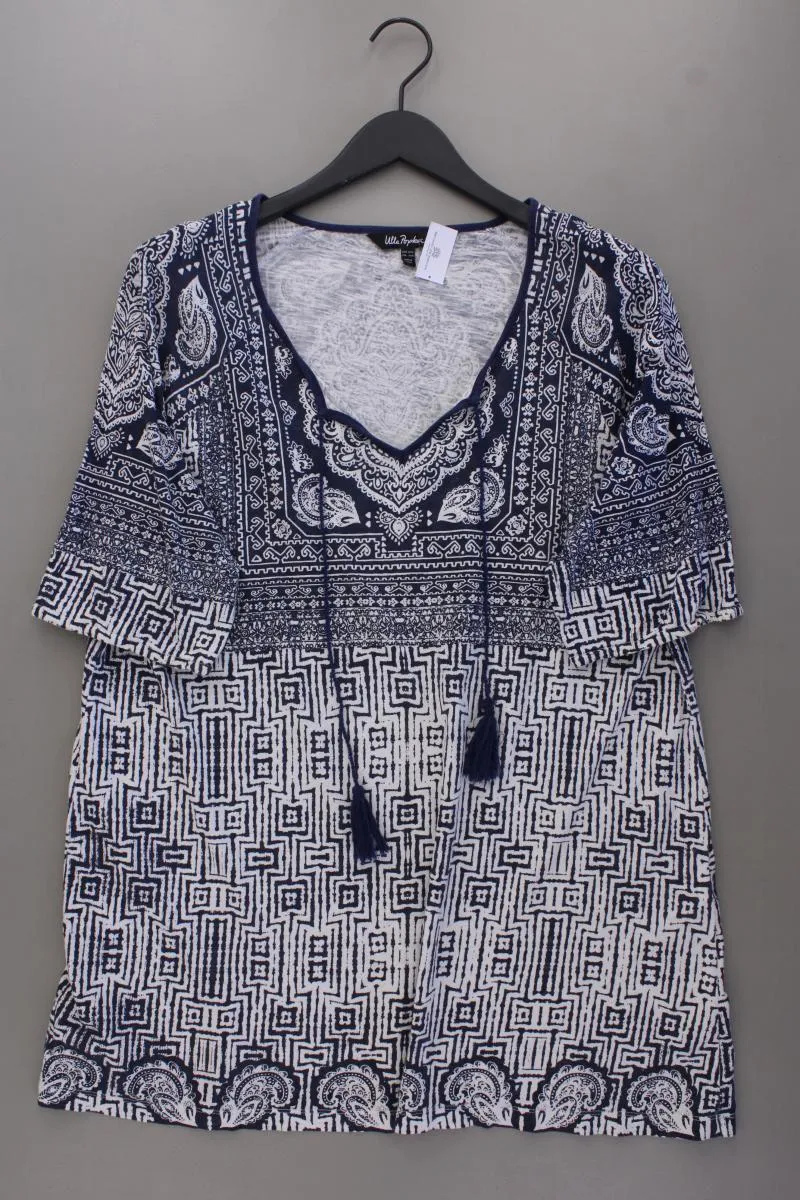 Ulla Popken Printshirt Gr. 48/50 Kurzarm blau aus Baumwolle