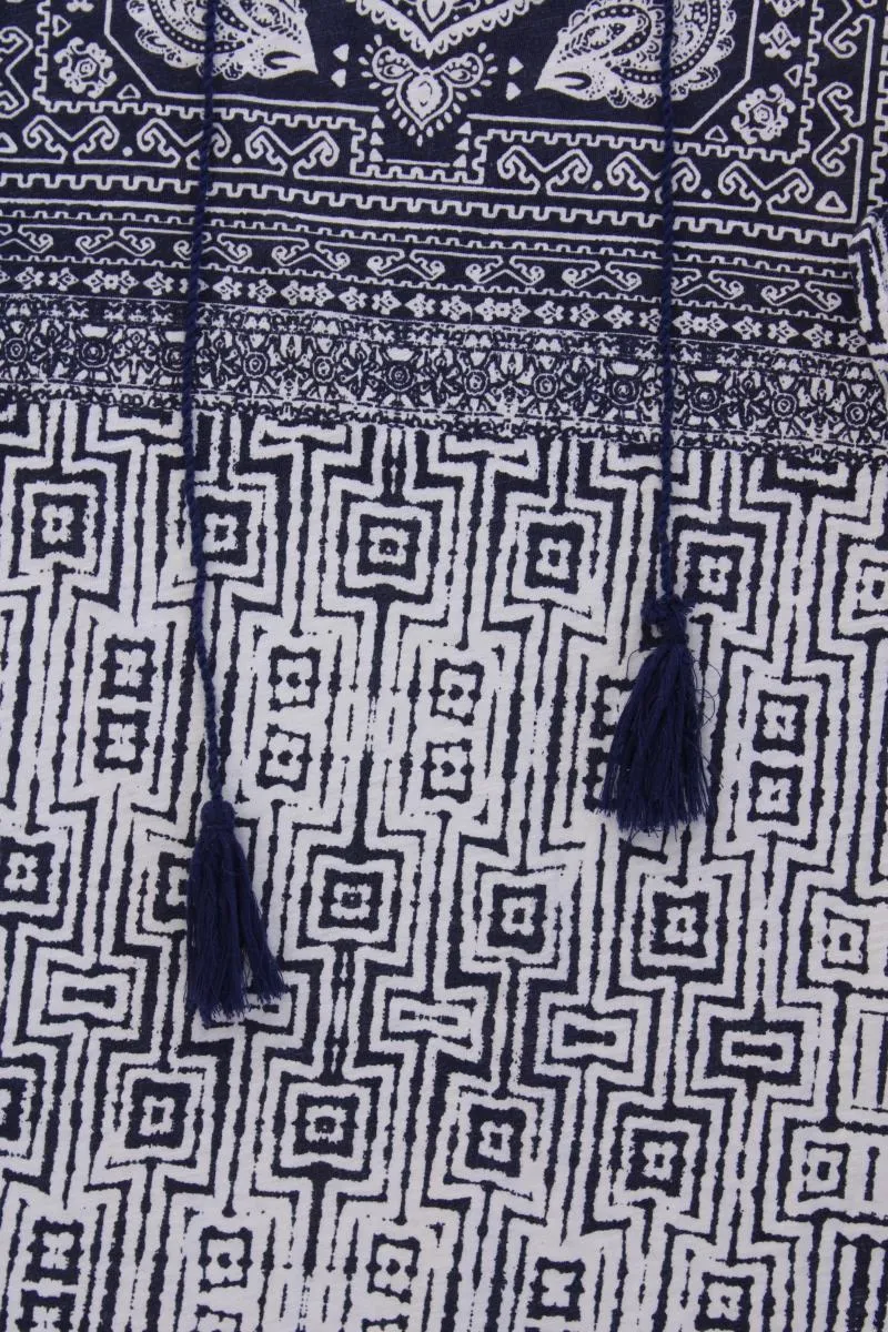 Ulla Popken Printshirt Gr. 48/50 Kurzarm blau aus Baumwolle