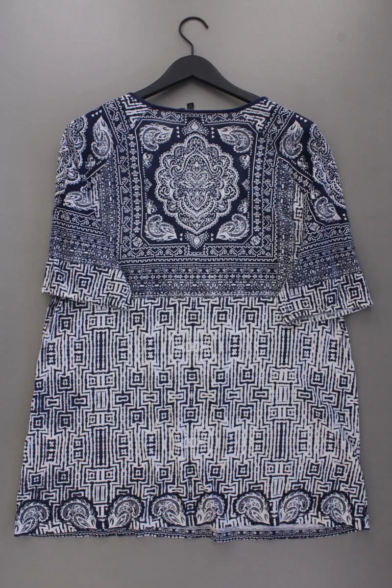 Ulla Popken Printshirt Gr. 48/50 Kurzarm blau aus Baumwolle