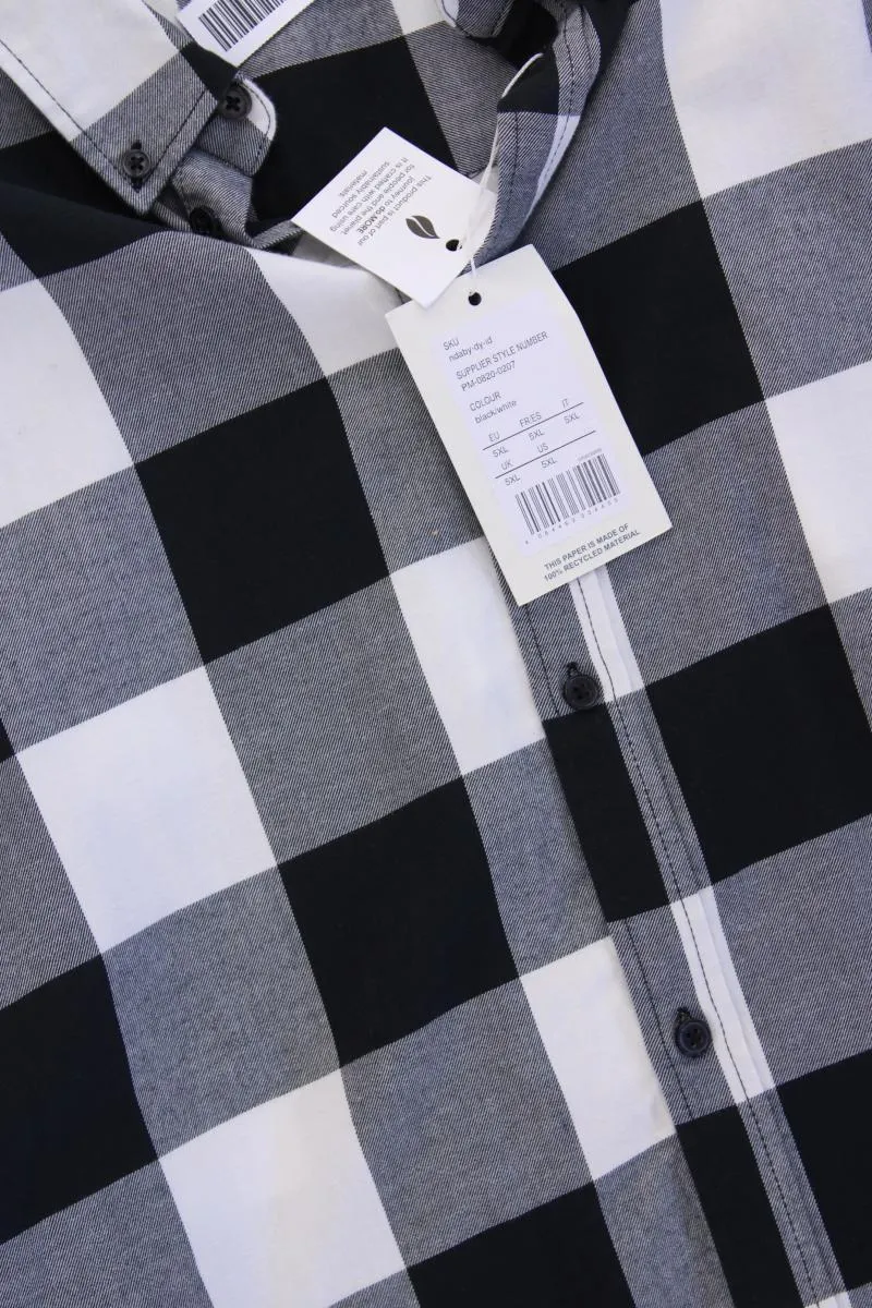 Pier One Langarmhemd Gr. 5XL für Herren Gr. XXXL kariert neu mit Etikett grau