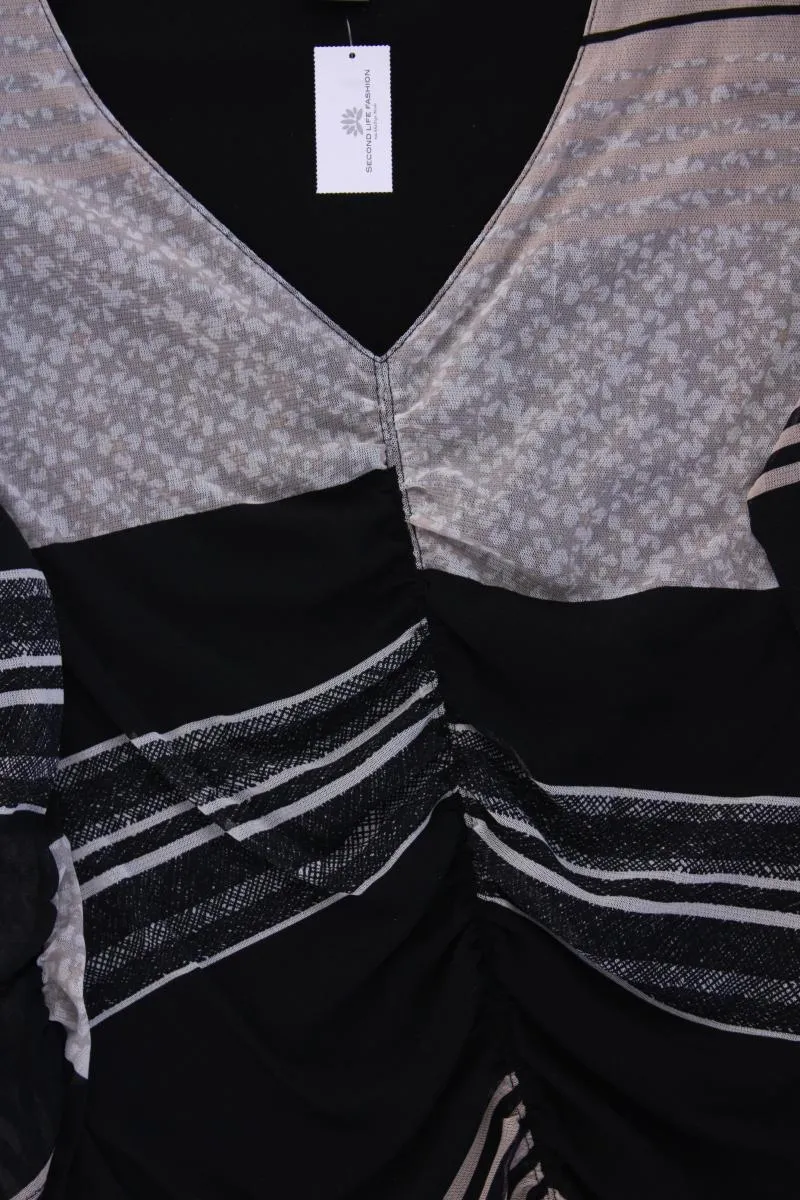Sir Oliver Shirt mit V-Ausschnitt Gr. 38 3/4 Ärmel schwarz aus Polyamid