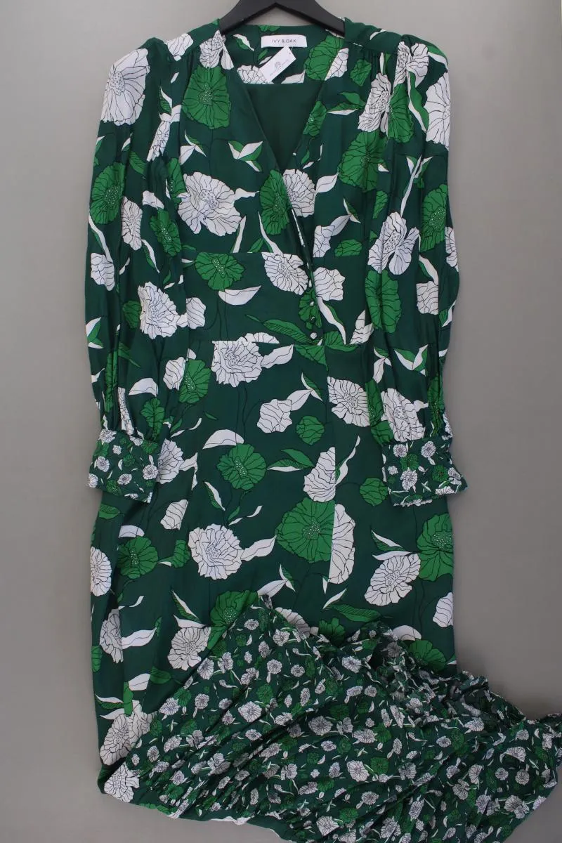 Ivy Oak Langarmkleid Gr. 34 mit Blumenmuster neuwertig grün aus Viskose