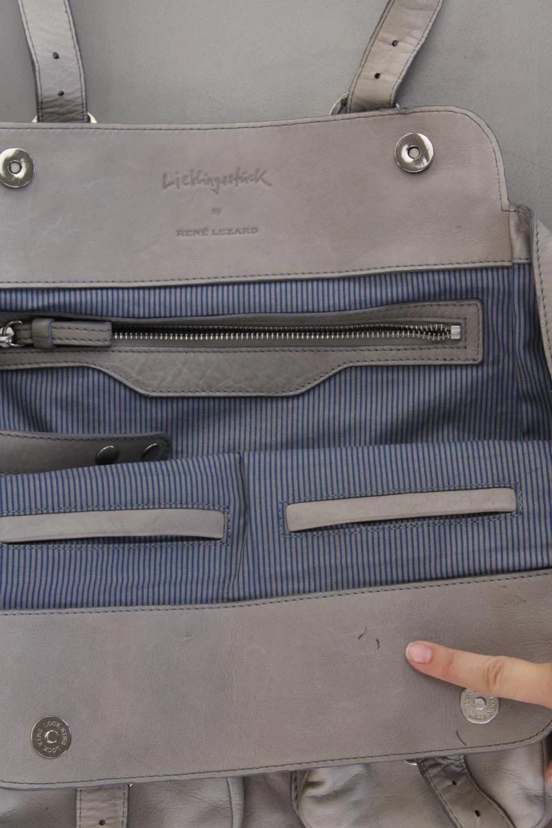 René Lezard Henkeltasche grau aus Leder