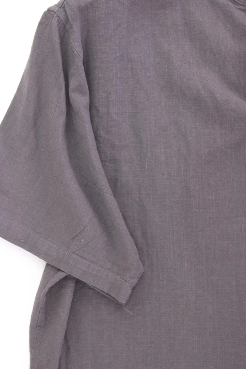 LucMatton Hemd mit Leinen für Herren Gr. XL Kurzarm grau aus Baumwolle