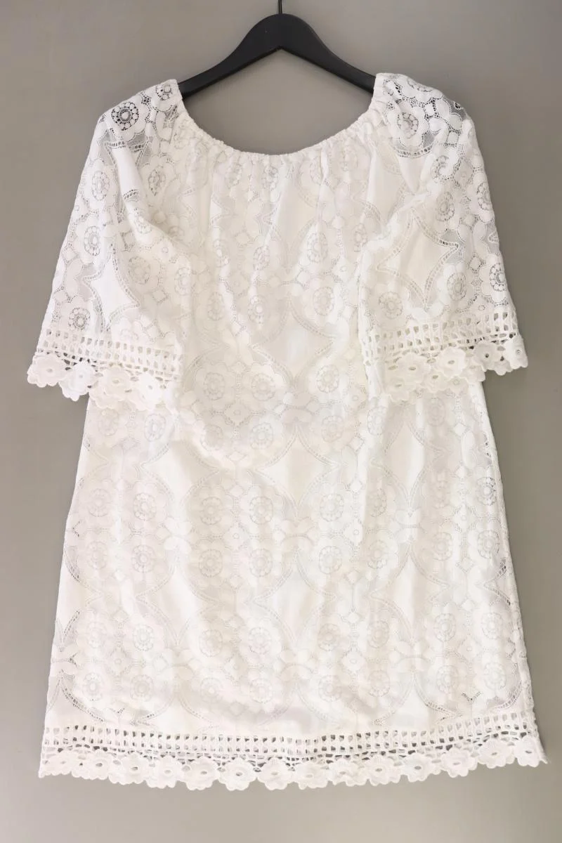 Hallhuber Spitzenkleid Gr. 40 3/4 Ärmel weiß aus Baumwolle
