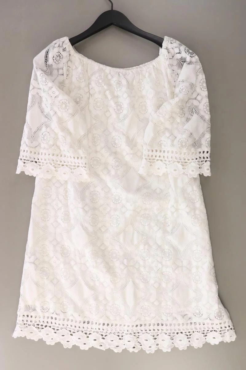 Hallhuber Spitzenkleid Gr. 40 3/4 Ärmel weiß aus Baumwolle
