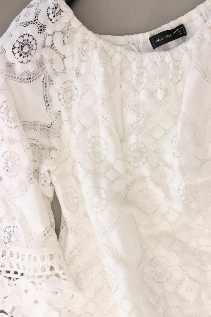 Hallhuber Spitzenkleid Gr. 40 3/4 Ärmel weiß aus Baumwolle