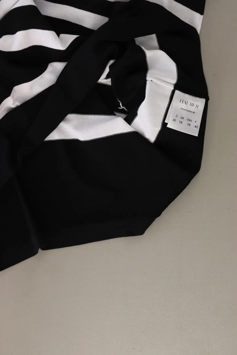 Hauber Langarmkleid Gr. 40 gestreift weiß aus Viskose