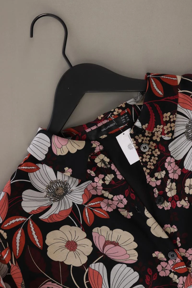 Hallhuber Langarmkleid Gr. 40 mit Blumenmuster schwarz aus Polyester