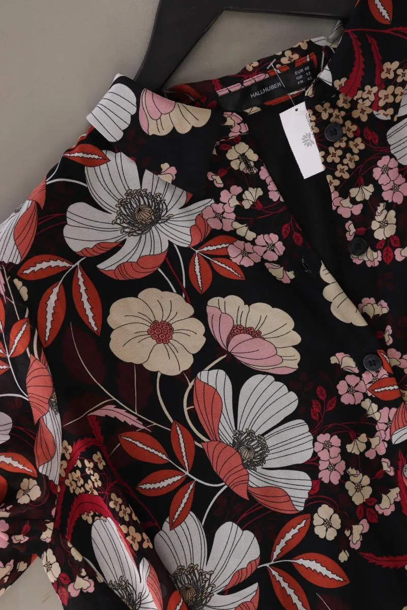 Hallhuber Langarmkleid Gr. 40 mit Blumenmuster schwarz aus Polyester