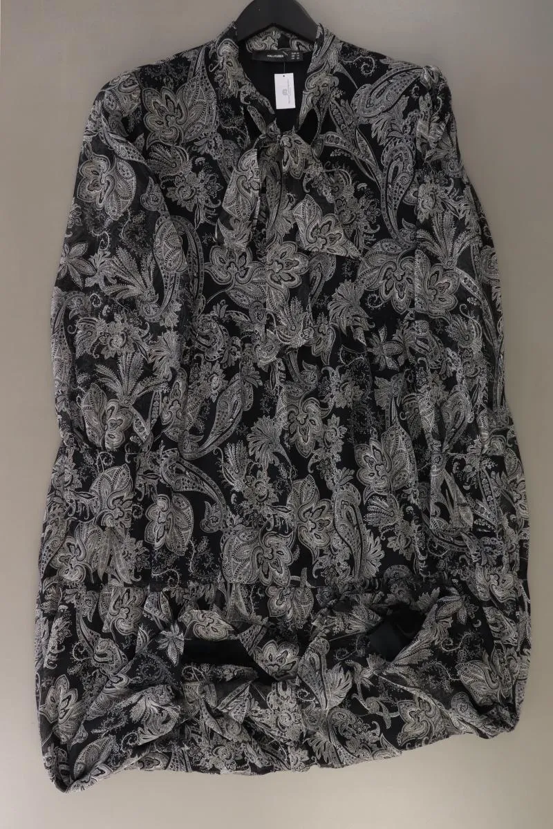 Hallhuber Langarmkleid Gr. 42 mit Paisleymuster grau aus Polyester