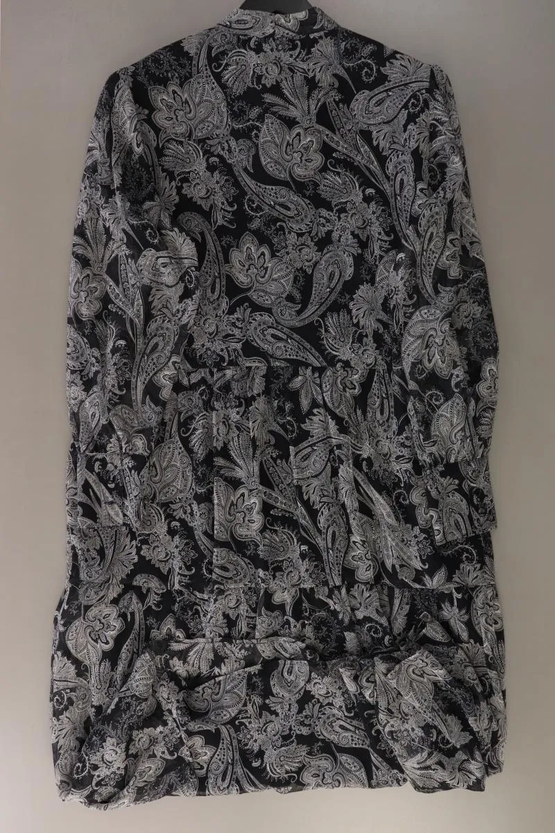 Hallhuber Langarmkleid Gr. 42 mit Paisleymuster grau aus Polyester