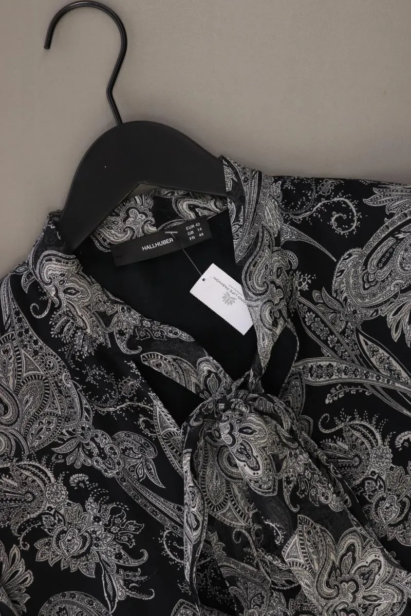 Hallhuber Langarmkleid Gr. 42 mit Paisleymuster grau aus Polyester