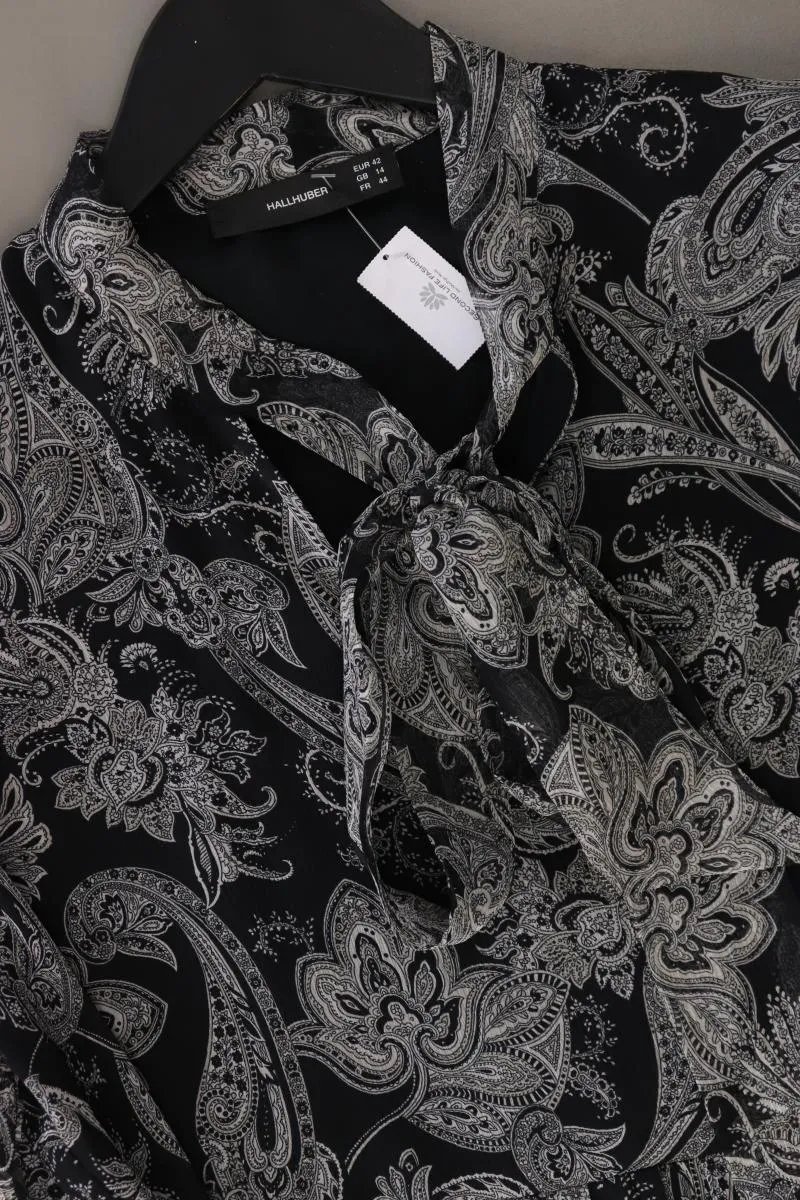 Hallhuber Langarmkleid Gr. 42 mit Paisleymuster grau aus Polyester