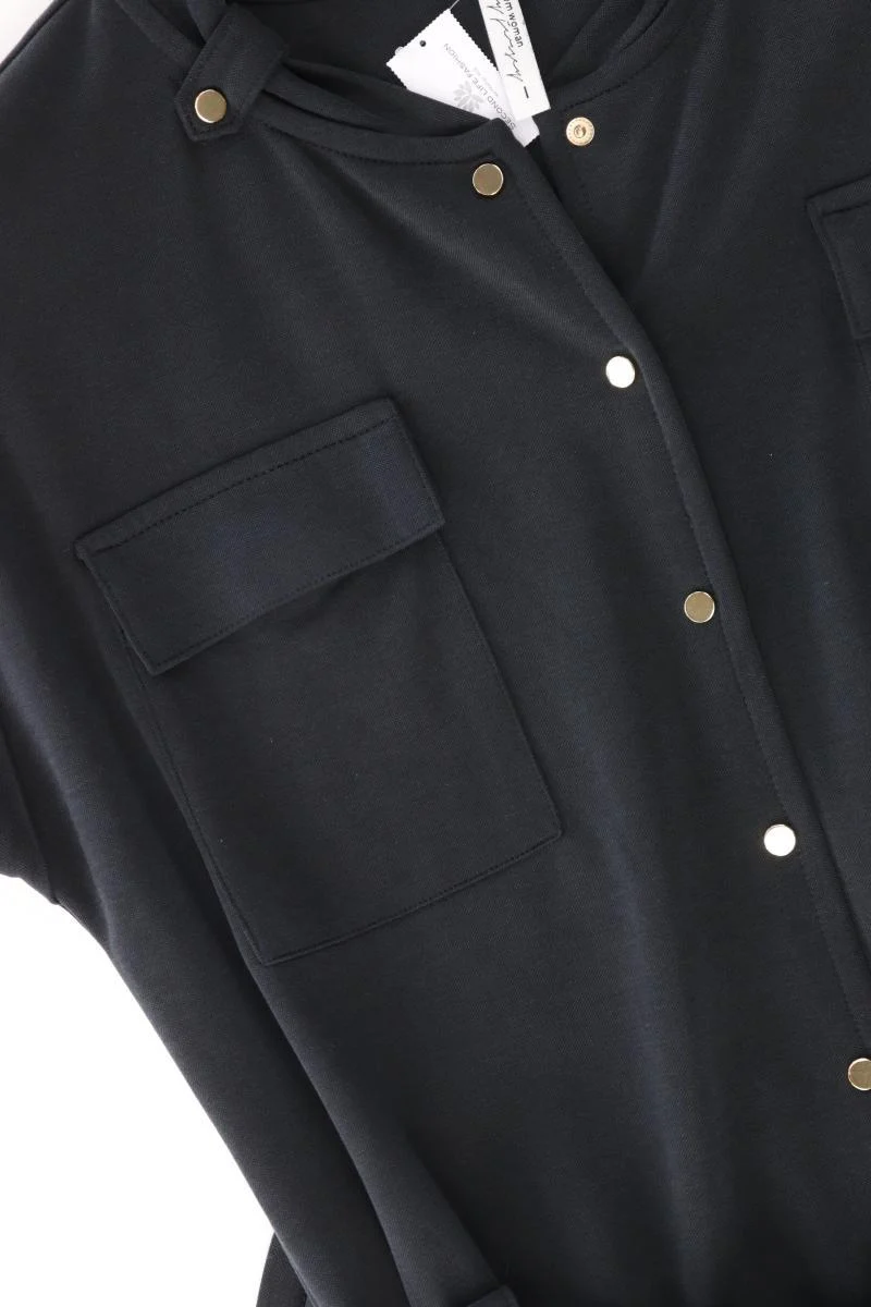 Summum Kurzarmkleid Gr. L neuwertig mit Gürtel schwarz aus Modal
