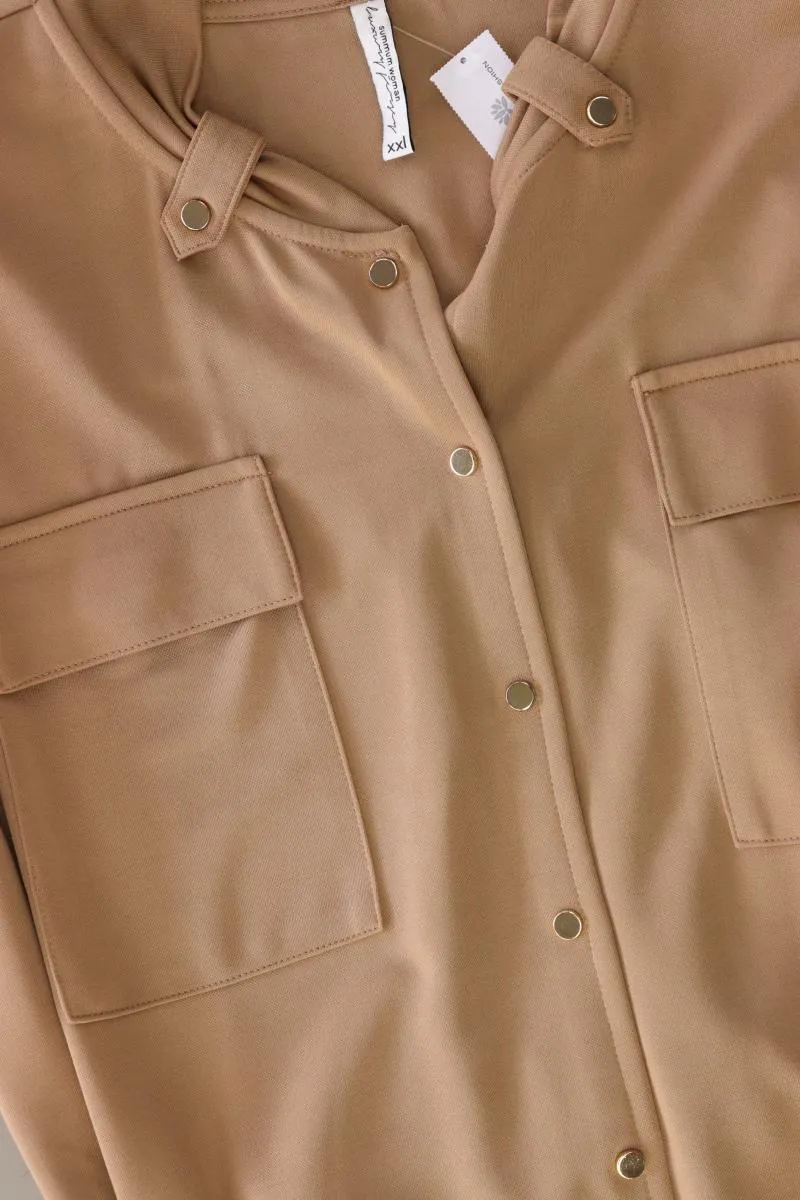 Summum Kurzarmkleid Gr. XXL neuwertig mit Gürtel braun aus Modal
