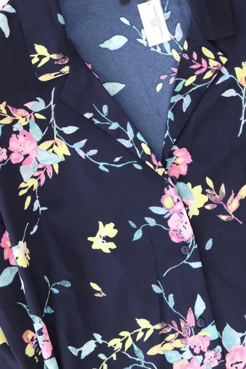 Vero Moda Kleid Gr. XL mit Blumenmuster mit Gürtel Langarm blau aus Polyester