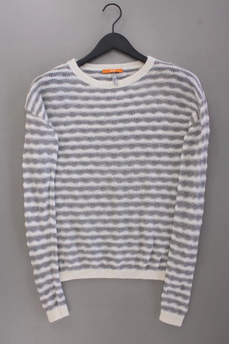BOSS Orange Strickpullover mit Wolle für Herren Gr. S gestreift grau