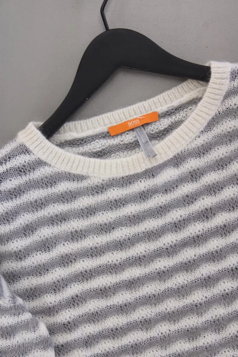 BOSS Orange Strickpullover mit Wolle für Herren Gr. S gestreift grau