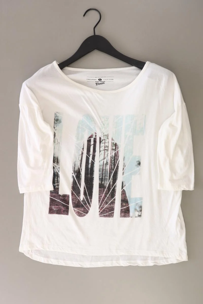 Tom Tailor Printshirt Gr. L 3/4 Ärmel weiß aus Baumwolle