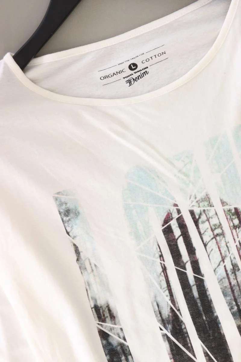 Tom Tailor Printshirt Gr. L 3/4 Ärmel weiß aus Baumwolle