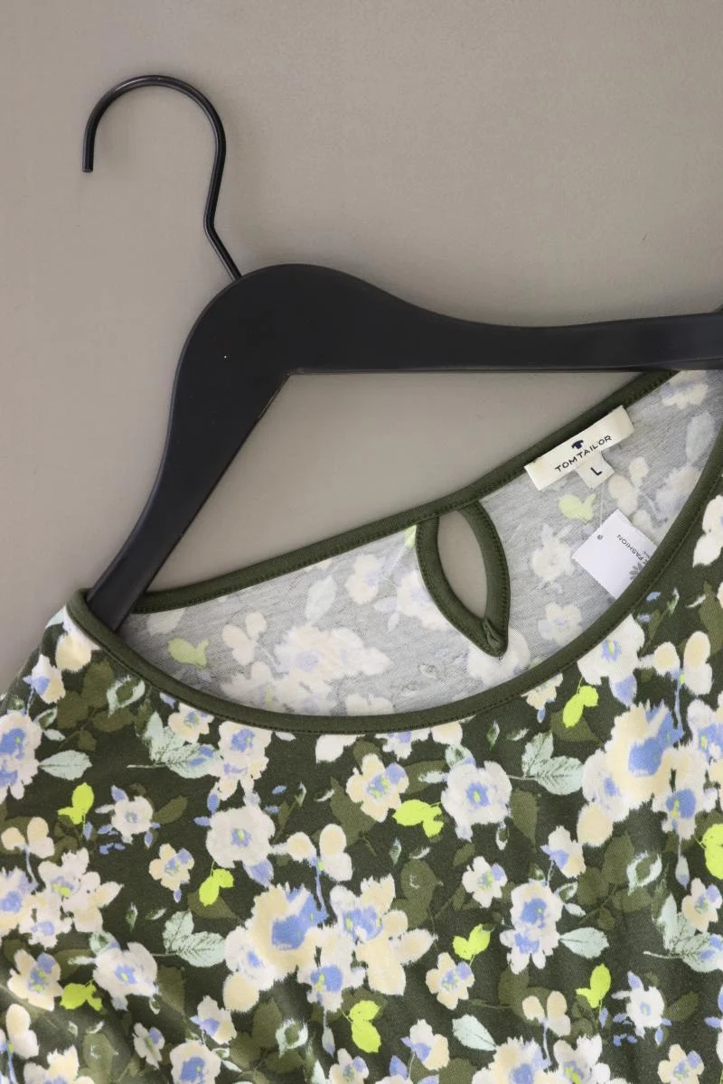 Tom Tailor Printshirt Gr. L Kurzarm olivgrün aus Viskose
