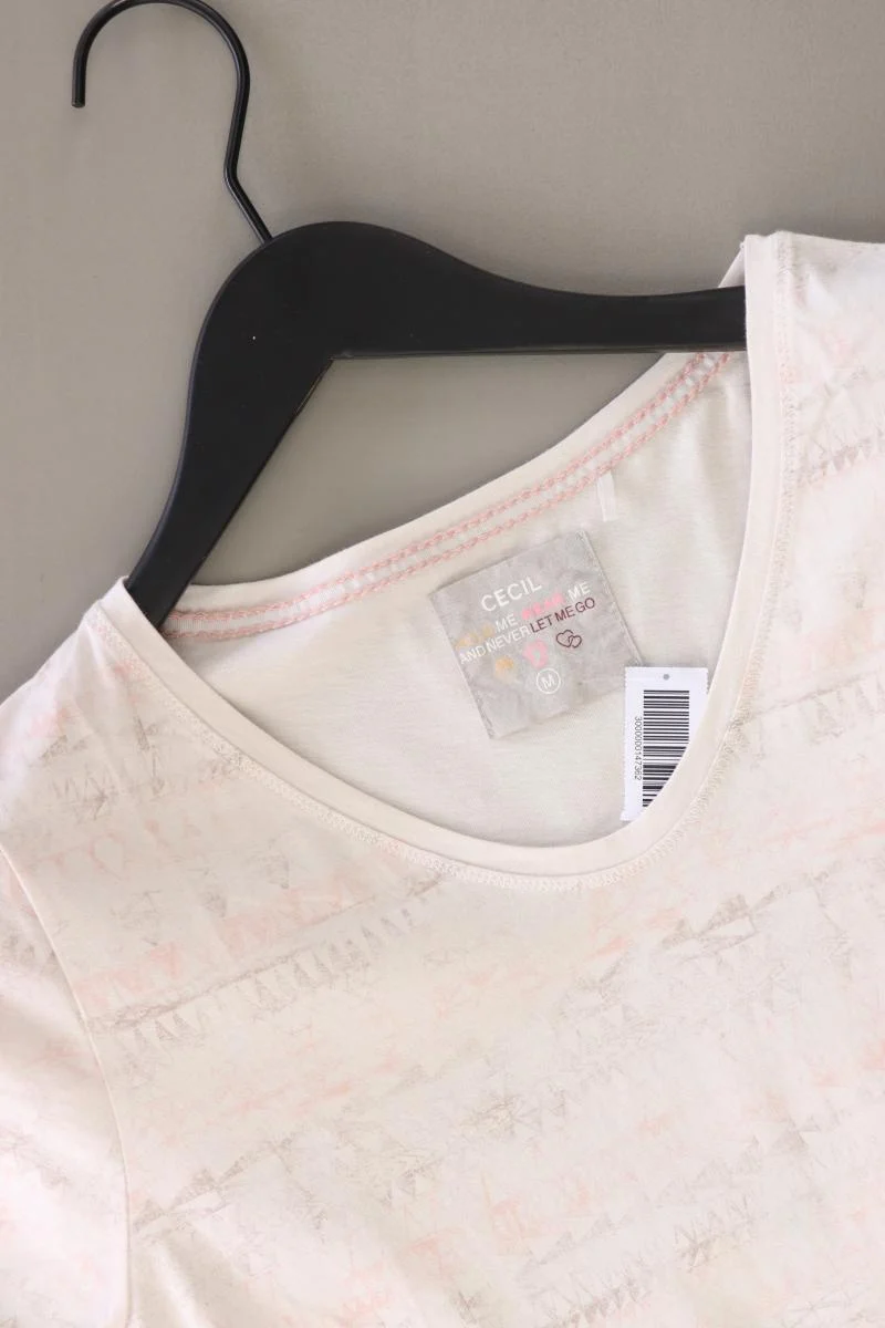 Cecil Printshirt Gr. M Kurzarm creme aus Baumwolle