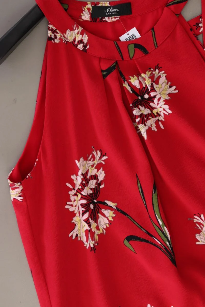 s.Oliver Black Label Midikleid Gr. 36 mit Blumenmuster Ärmellos rot