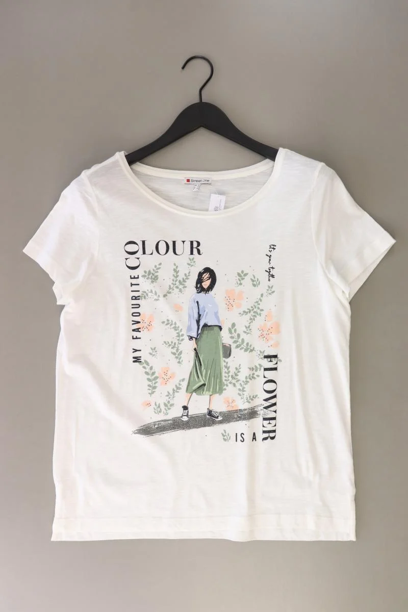 Street One Printshirt Gr. 40 Kurzarm weiß aus Baumwolle