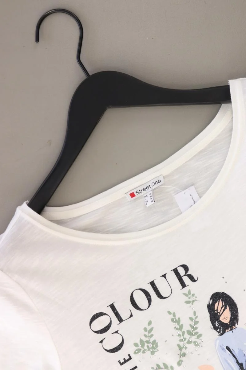 Street One Printshirt Gr. 40 Kurzarm weiß aus Baumwolle