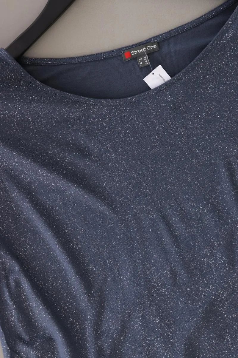 Street One T-Shirt Gr. 42 Kurzarm mit Glitzer blau aus Baumwolle