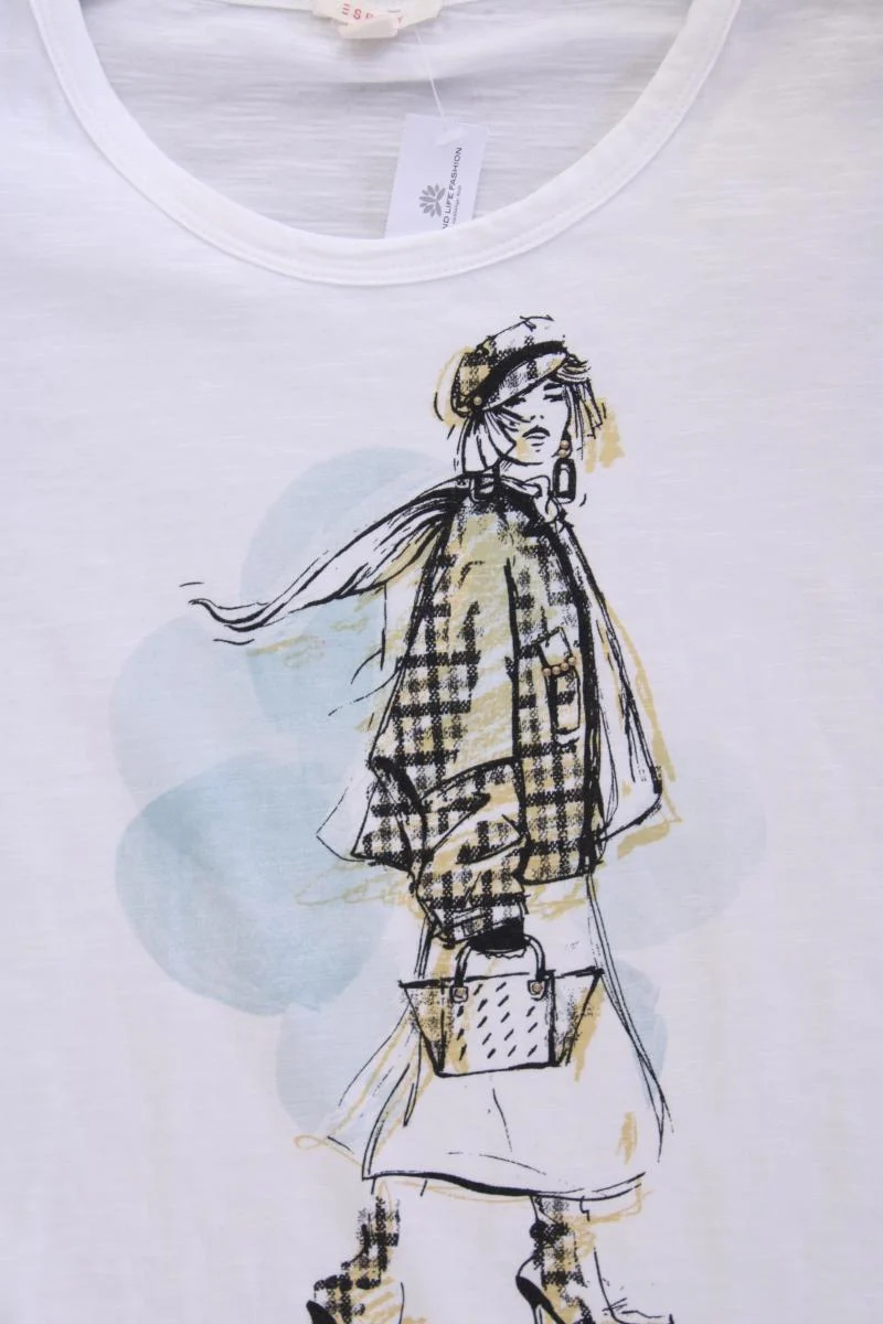 Esprit Printshirt Gr. S Kurzarm weiß