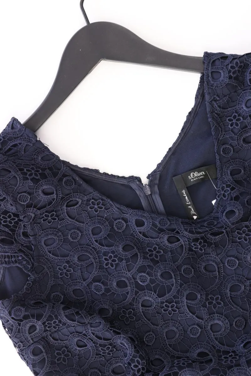 s.Oliver Black Label Abendkleid Gr. 38 mit Gürtel Kurzarm blau aus Polyester