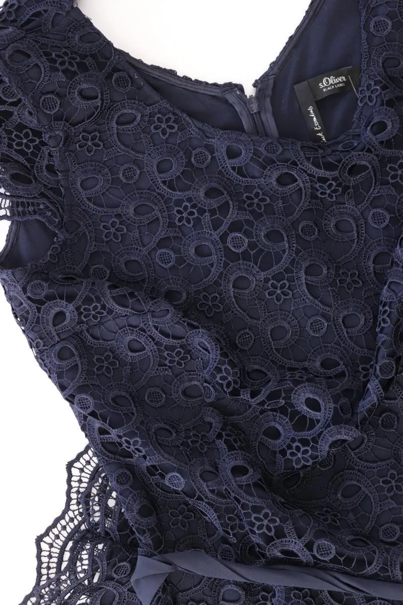 s.Oliver Black Label Abendkleid Gr. 38 mit Gürtel Kurzarm blau aus Polyester