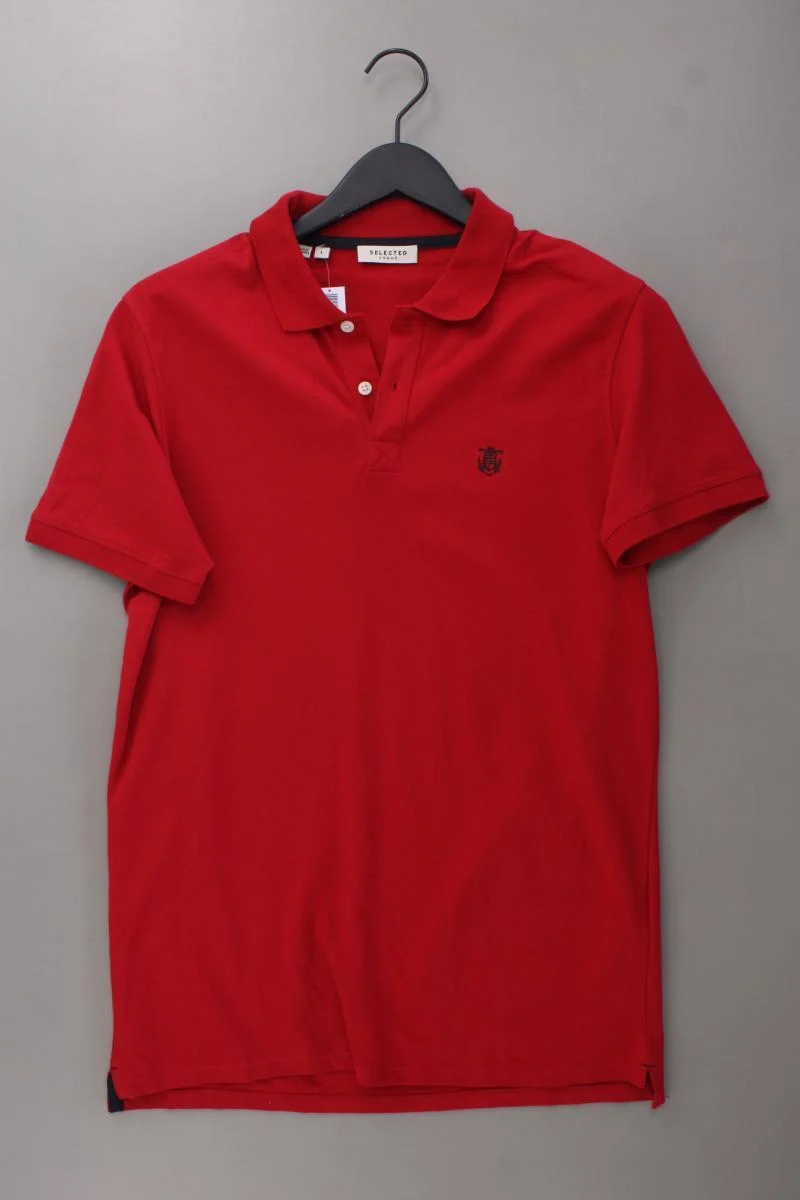 Selected Homme Poloshirt für Herren Gr. L neuwertig Kurzarm rot aus Baumwolle