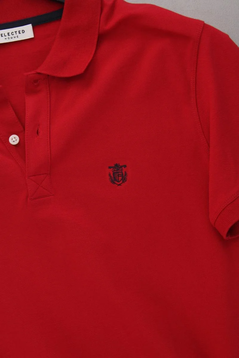 Selected Homme Poloshirt für Herren Gr. L neuwertig Kurzarm rot aus Baumwolle