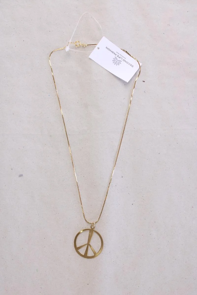 Halskette mit Peace Anhänger gold